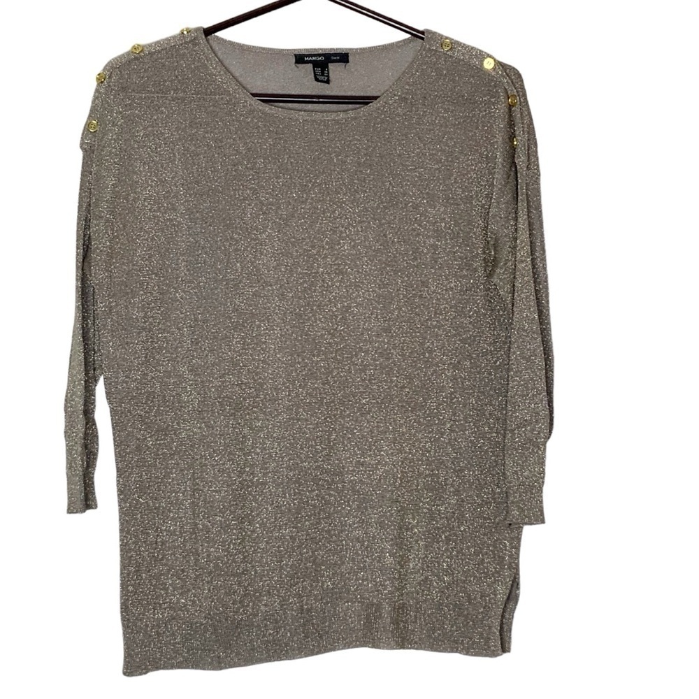Mango-gold sparkly top with long sleeves. Size XS